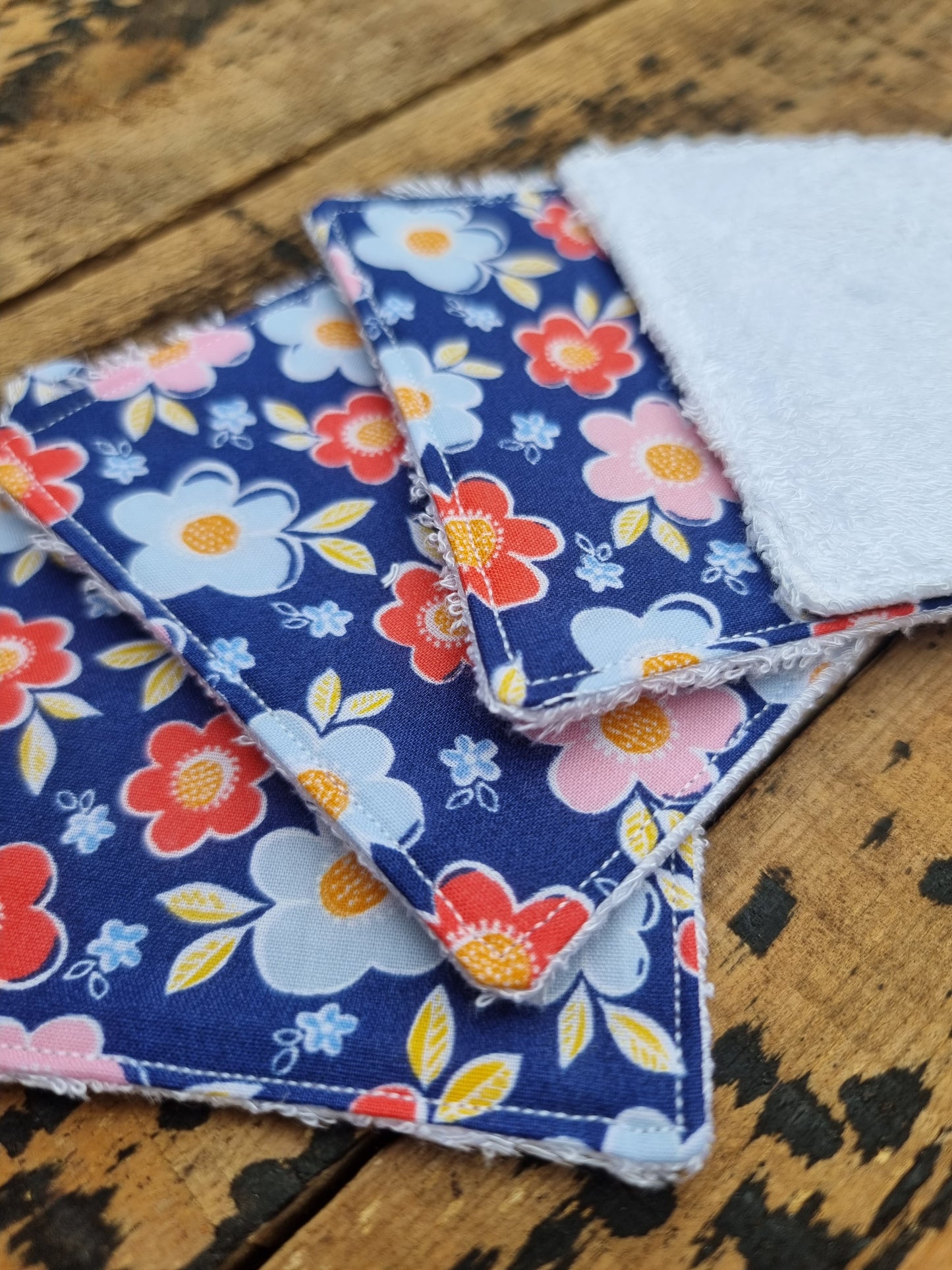 Blue and Colourful Florals Reusable Bamboo Wipes