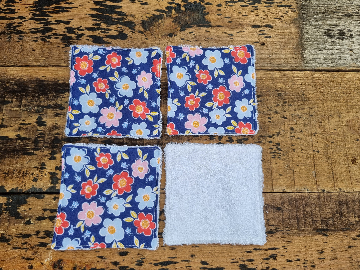 Blue and Colourful Florals Reusable Bamboo Wipes