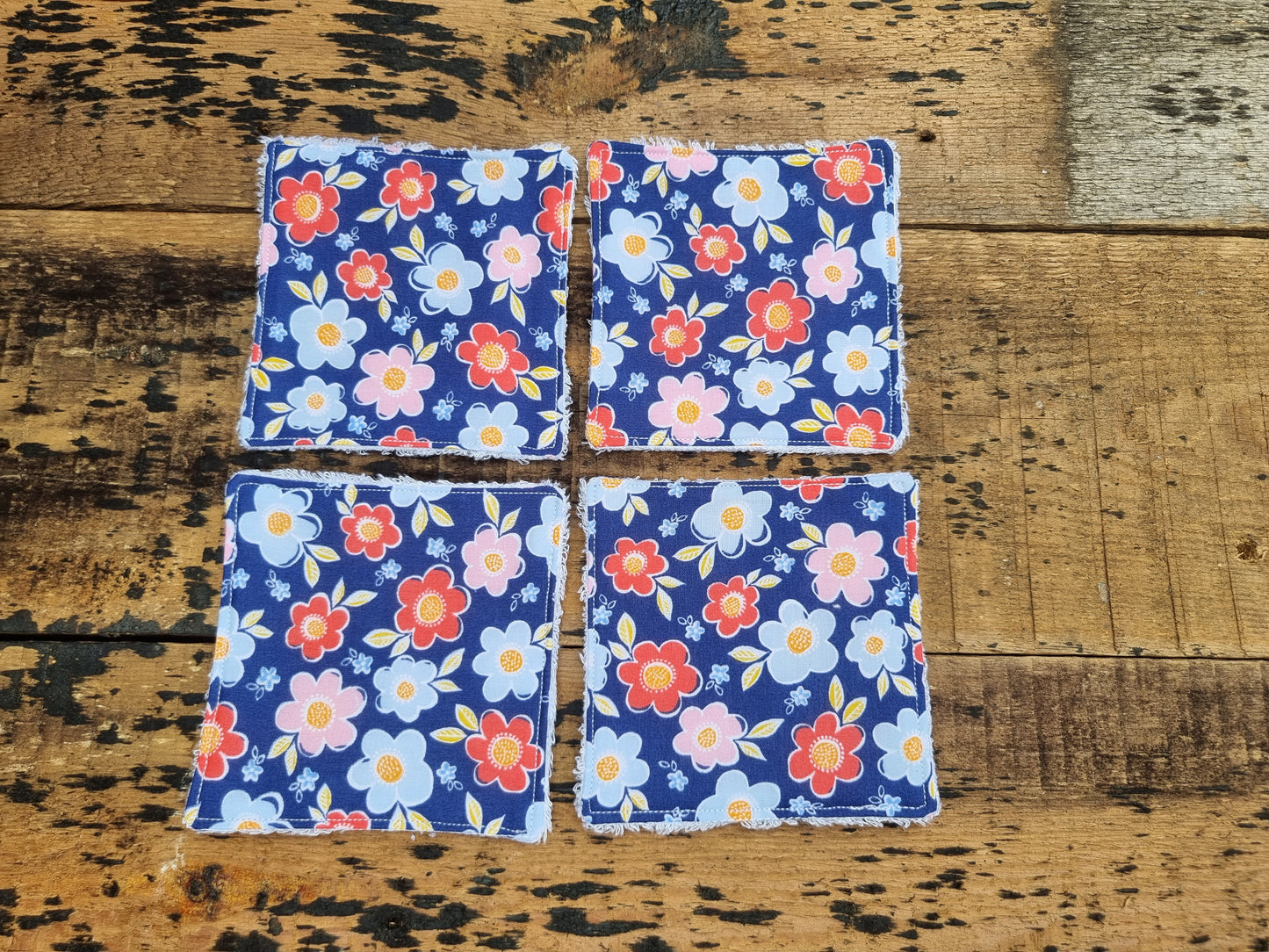 Blue and Colourful Florals Reusable Bamboo Wipes