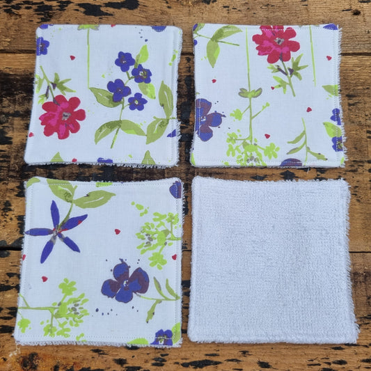 White and Blue Pansies Reusable Bamboo Wipes