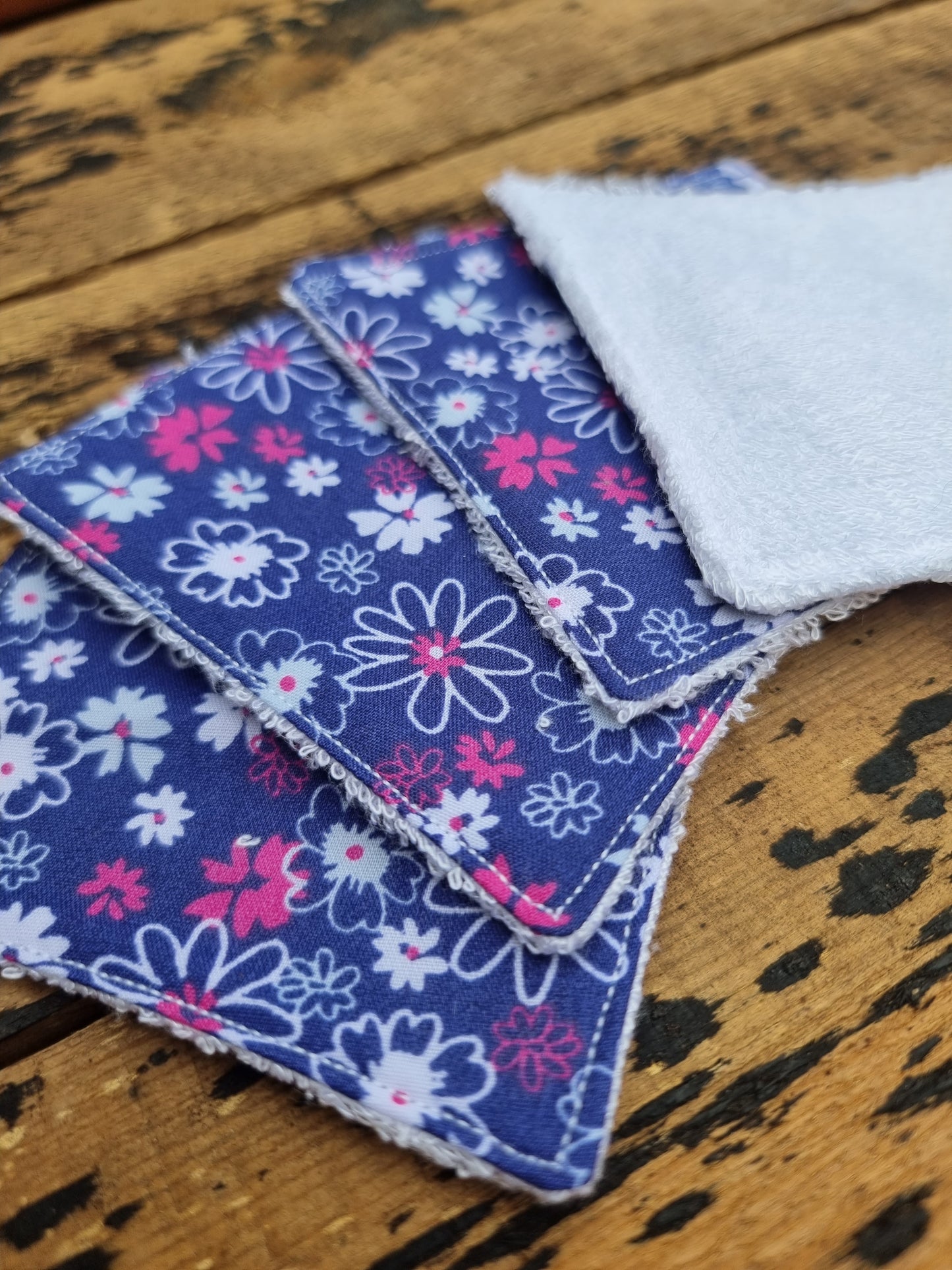 Deep Blue Florals Reusable Bamboo Wipes