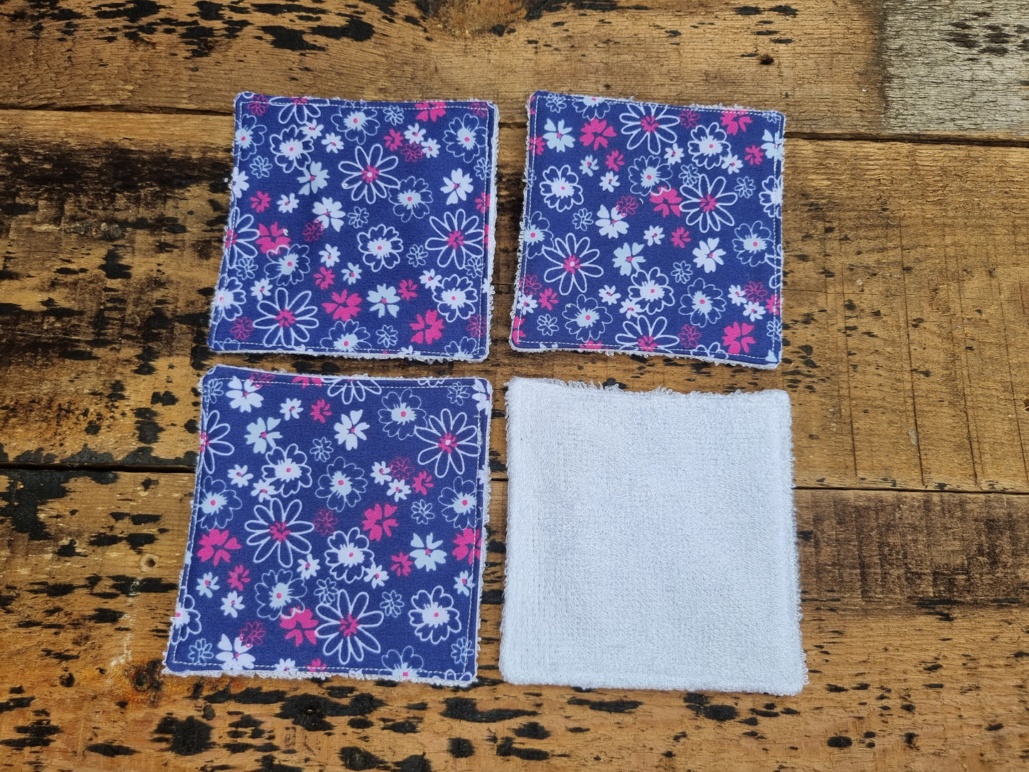 Deep Blue Florals Reusable Bamboo Wipes