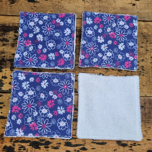 Deep Blue Florals Reusable Bamboo Wipes