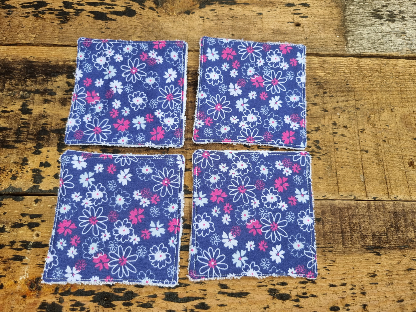 Deep Blue Florals Reusable Bamboo Wipes