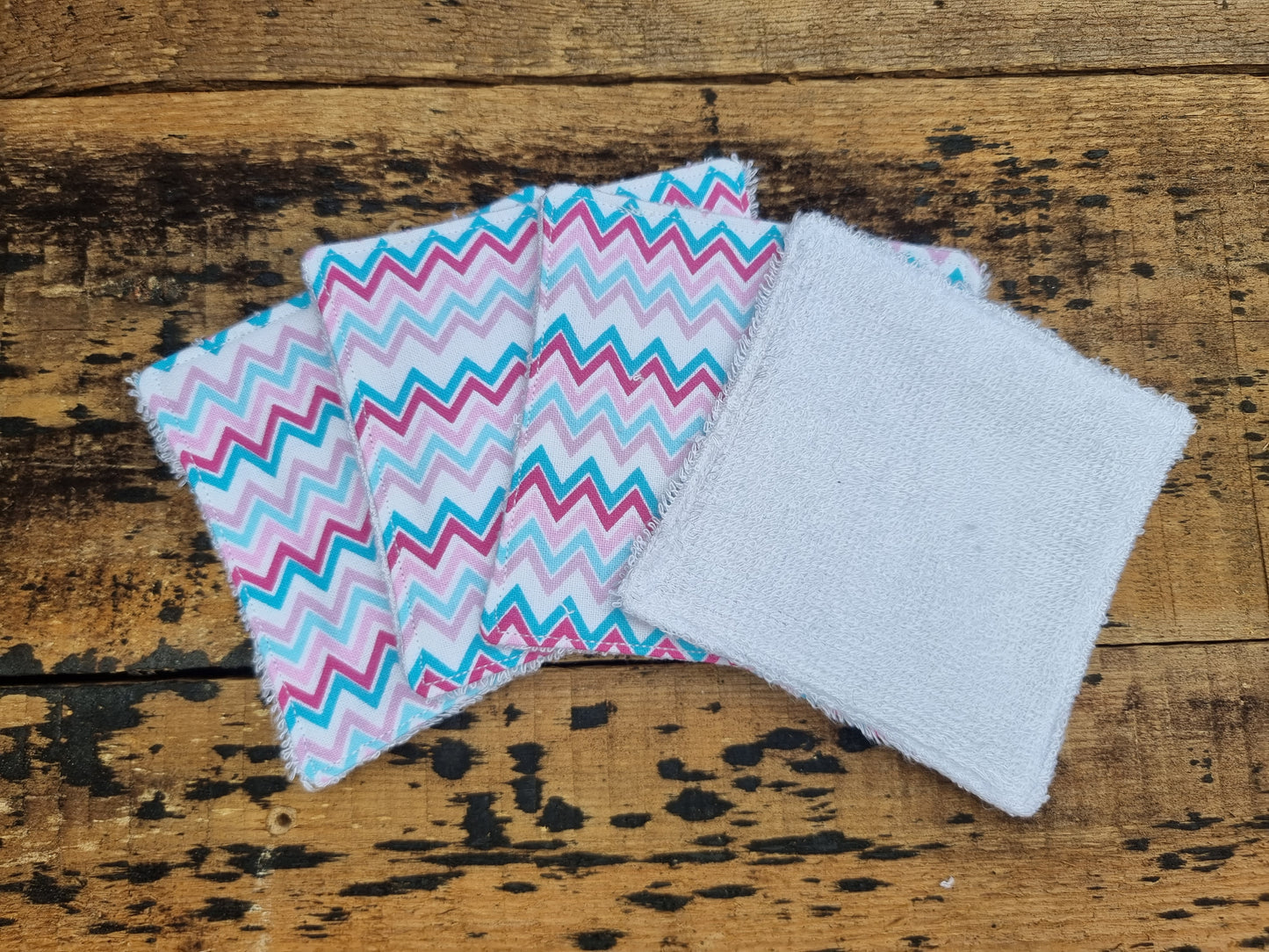 Pink and Blue Zig Zags Reusable Bamboo Wipes