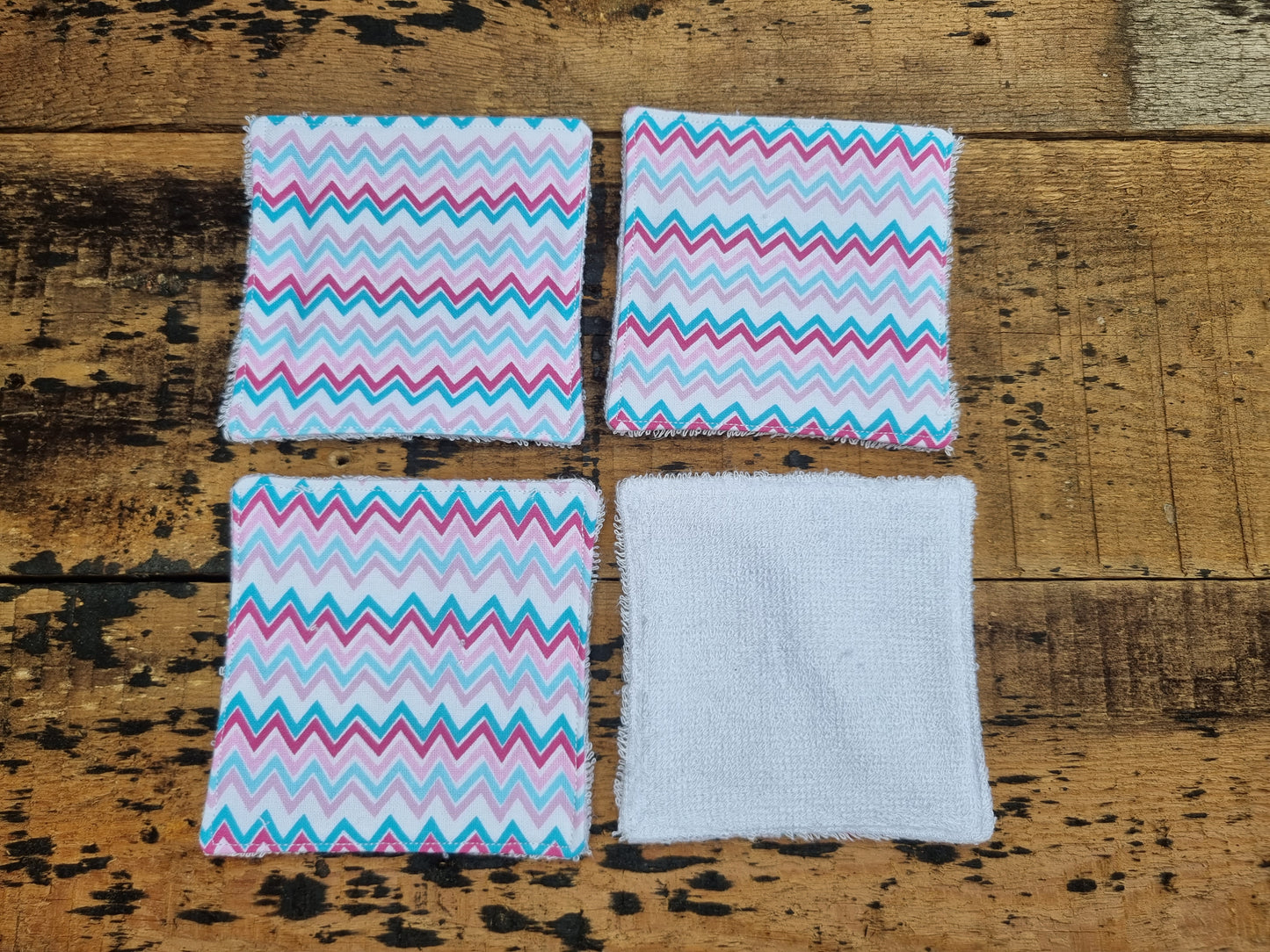 Pink and Blue Zig Zags Reusable Bamboo Wipes