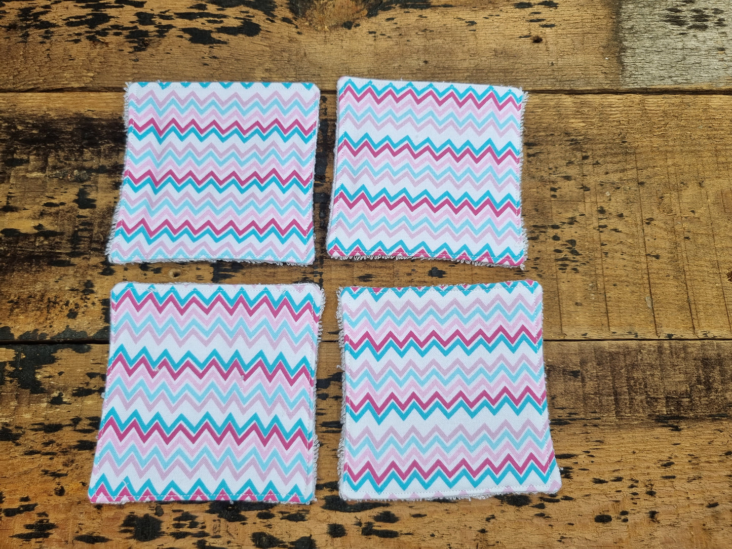 Pink and Blue Zig Zags Reusable Bamboo Wipes