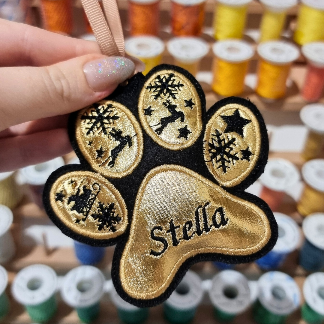 Personalised Paw | Felt Paw Christmas Decoration