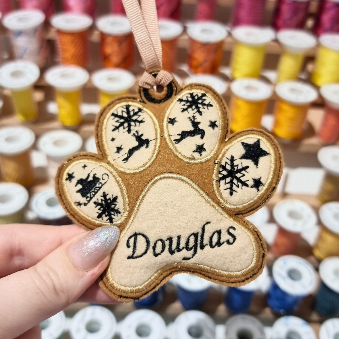 Personalised Paw | Felt Paw Christmas Decoration