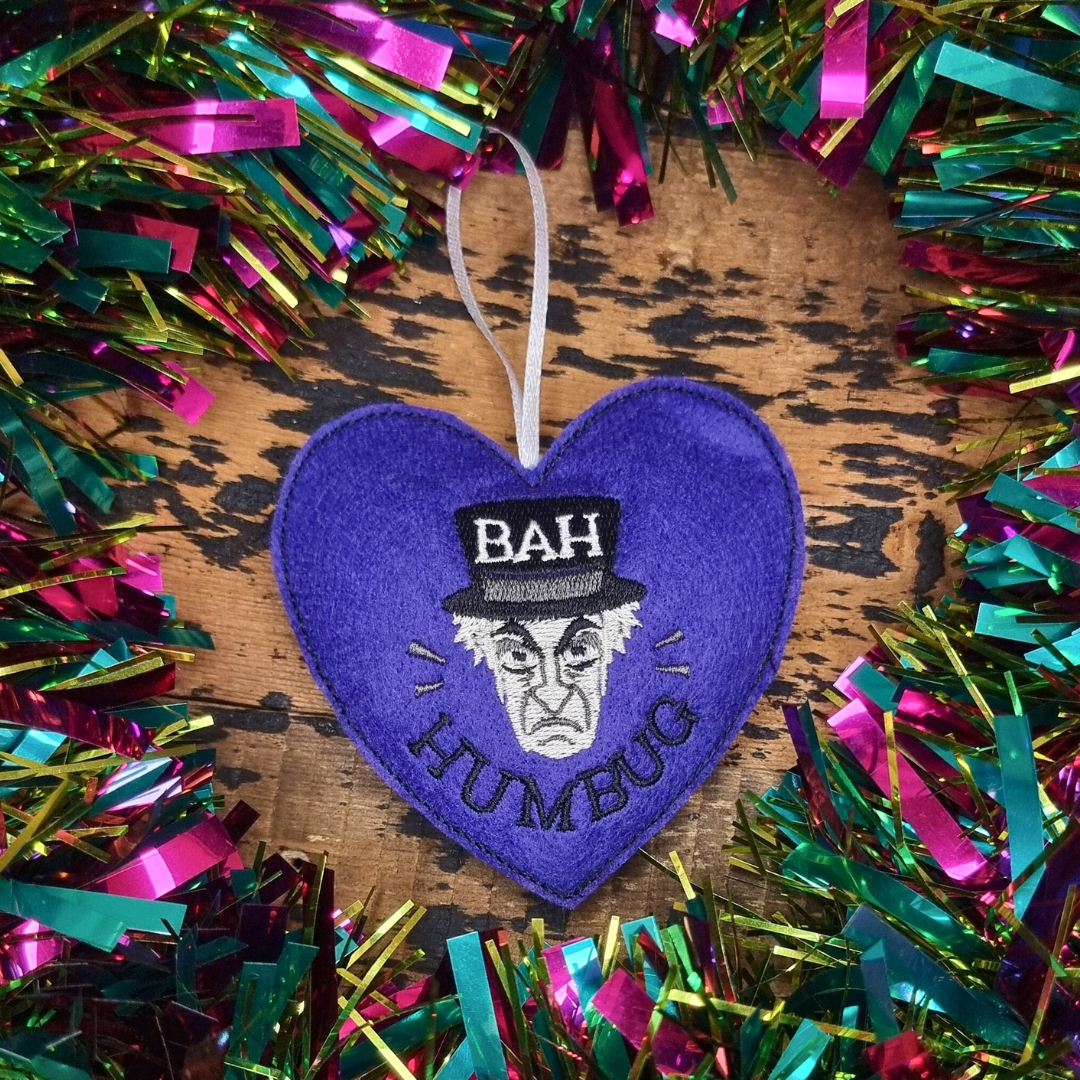 Bah Humbug | Felt Heart Christmas Decoration | Custom Felt Colour