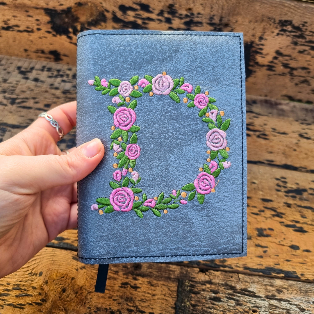 Personalised Rose Garden Monogram A6 Embroidered Notebooks