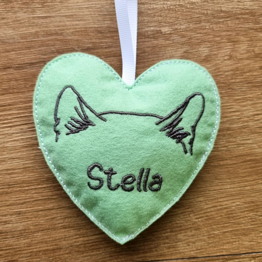 Personalised Cat Ears | Felt Heart Decoration | Custom Felt Colour