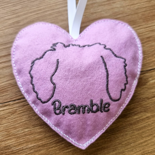 Personalised Dog Ears | Felt Heart Decoration | Custom Felt Colour