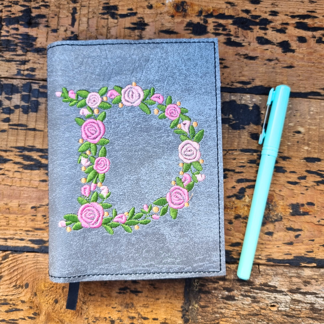 Personalised Rose Garden Monogram A6 Embroidered Notebooks