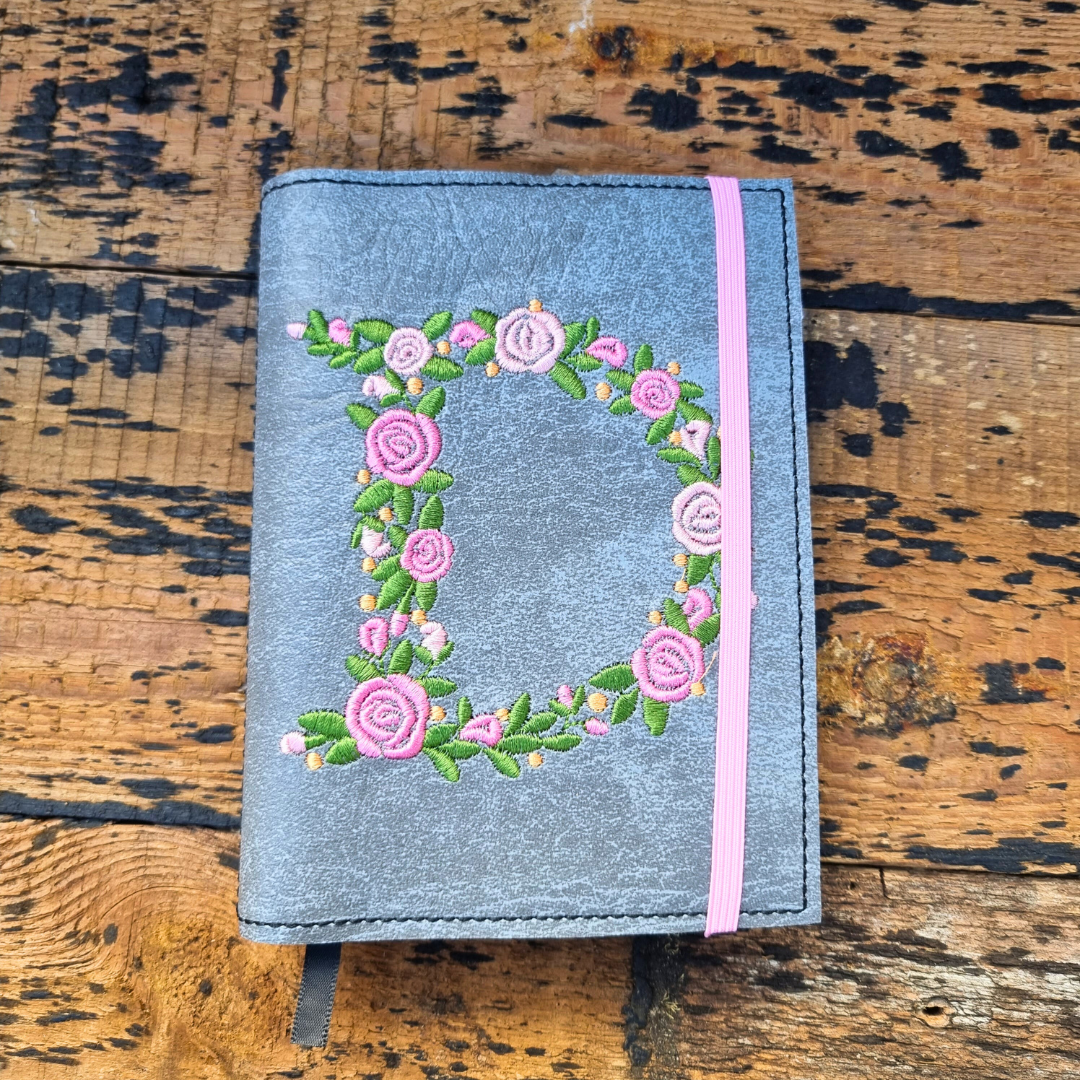 Personalised Rose Garden Monogram A6 Embroidered Notebooks