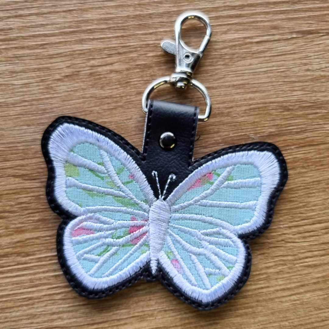 Mint Floral Applique Butterfly | Embroidered Keychain | Limited Edition