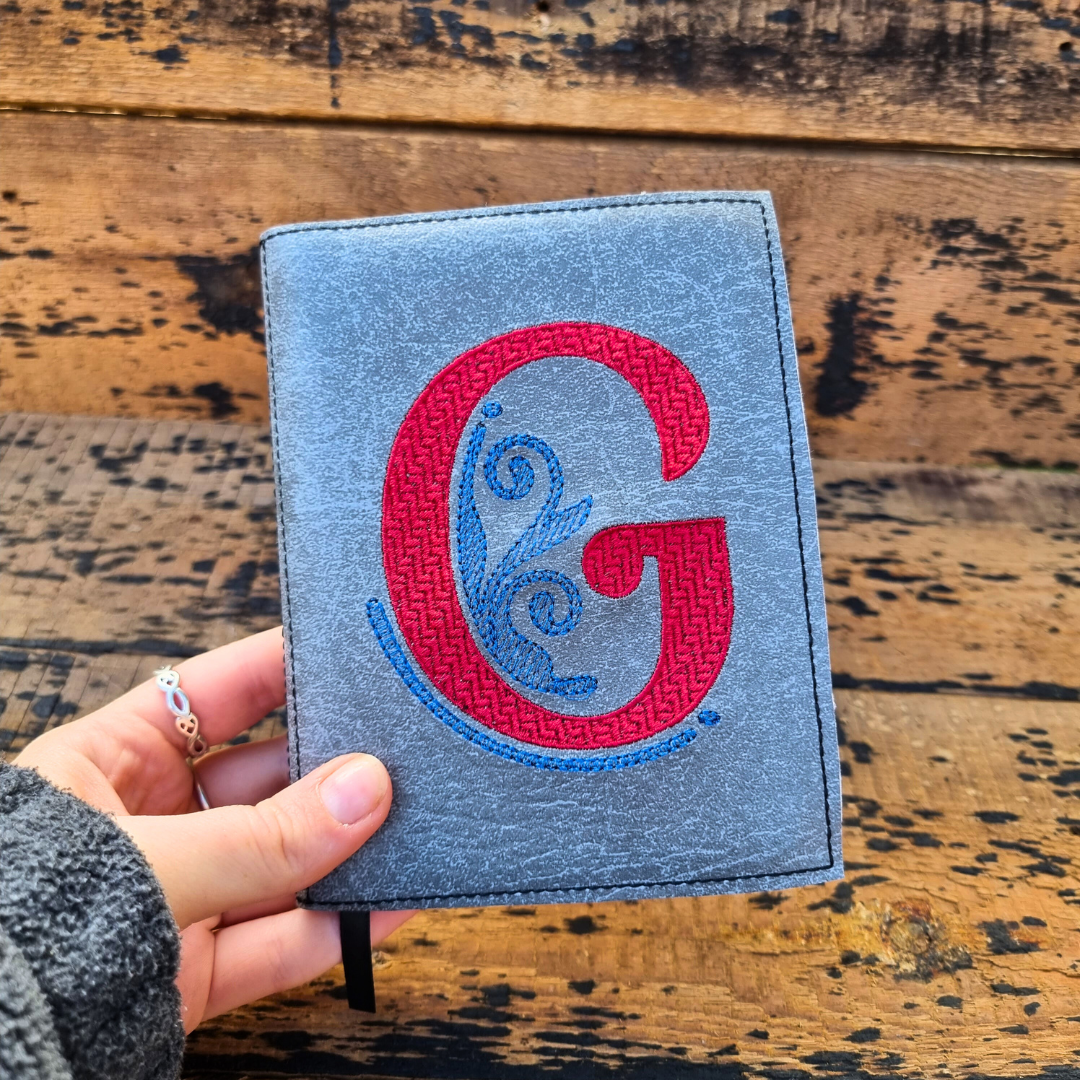 Personalised Brick Monogram A6 Embroidered Notebooks