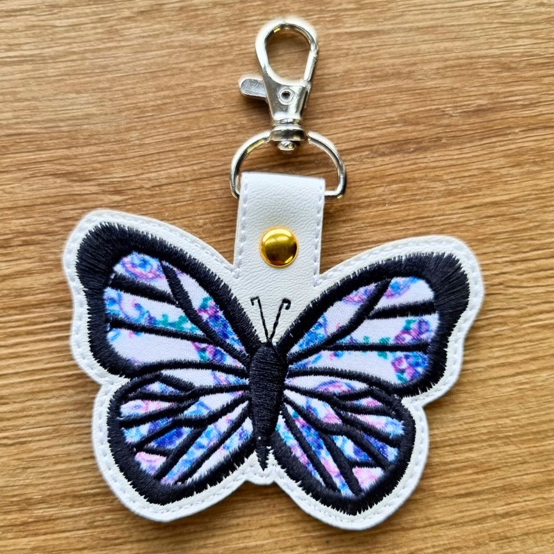 Lilac Florals Applique Butterfly | Embroidered Keychain | Limited Edition