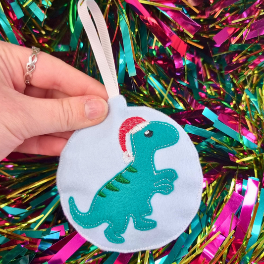 Christmas Dino | Felt Bauble Christmas Decoration | Custom Felt Colour