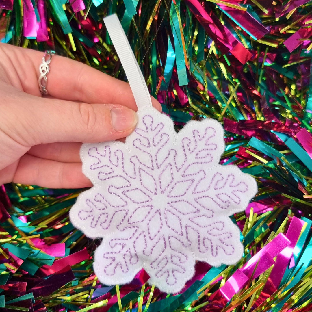 Snowflake | Felt Christmas Decoration | Custom Embroidery Colour