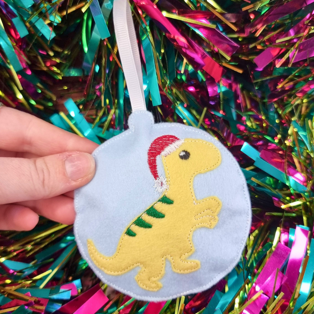 Christmas Dino | Felt Bauble Christmas Decoration | Custom Felt Colour