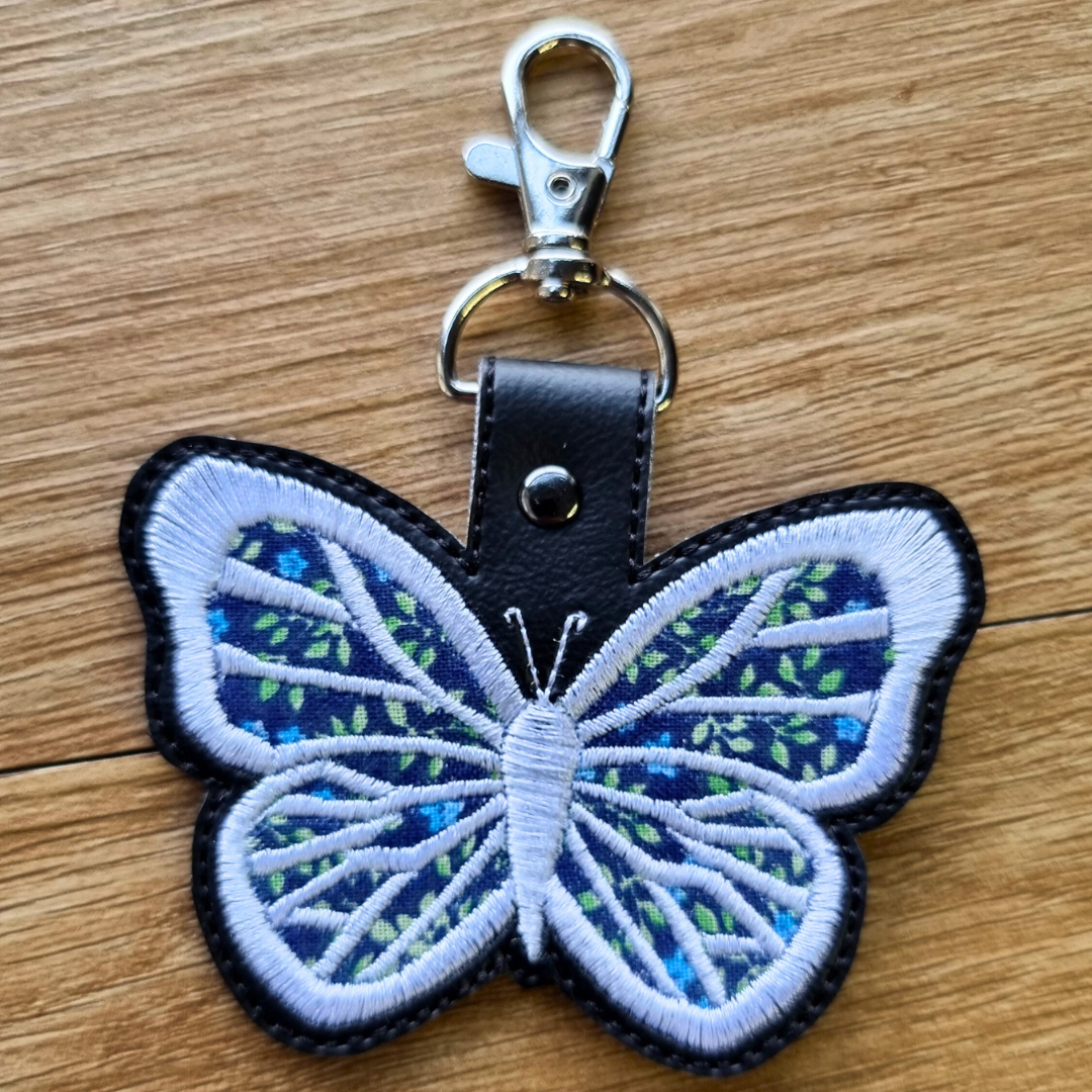 Midnight Garden Applique Butterfly | Embroidered Keychain | Limited Edition