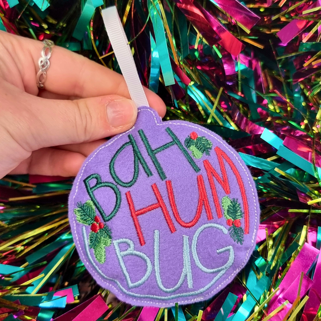 Bah Hum Bug | Felt Bauble Christmas Decoration | Custom Felt Colour