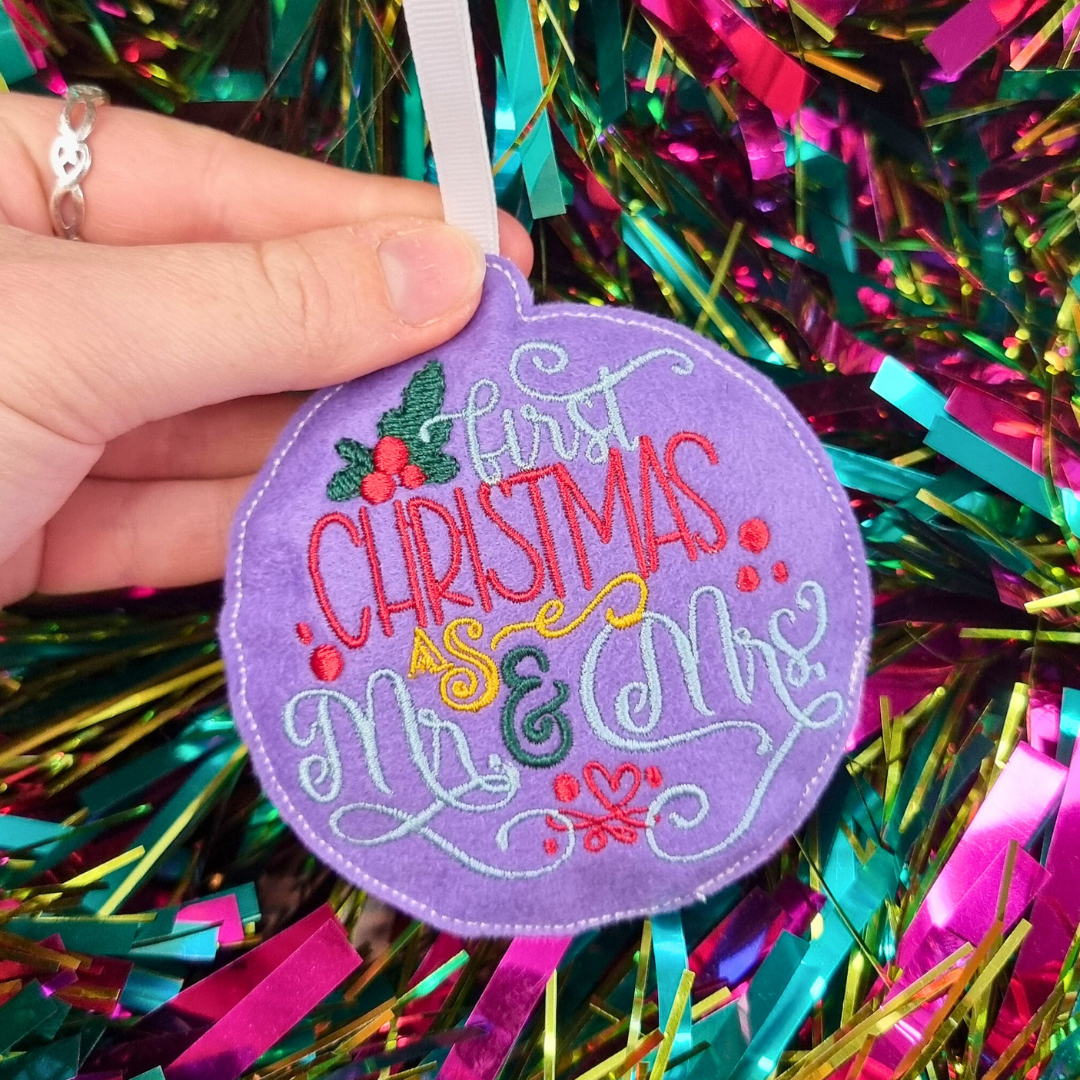 First Christmas as Mr and Mrs | Felt Bauble Christmas Decoration | Custom Felt Colour