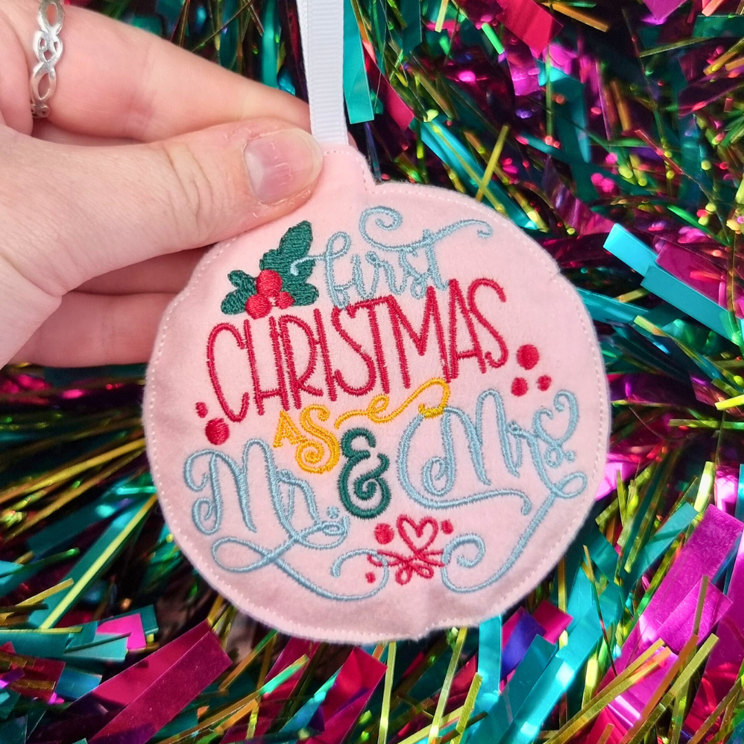 First Christmas as Mr and Mrs | Felt Bauble Christmas Decoration | Custom Felt Colour