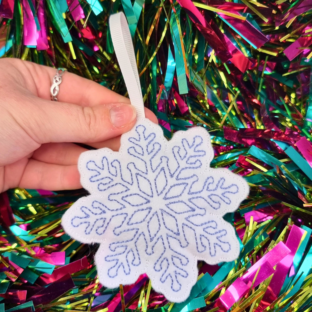 Snowflake | Felt Christmas Decoration | Custom Embroidery Colour