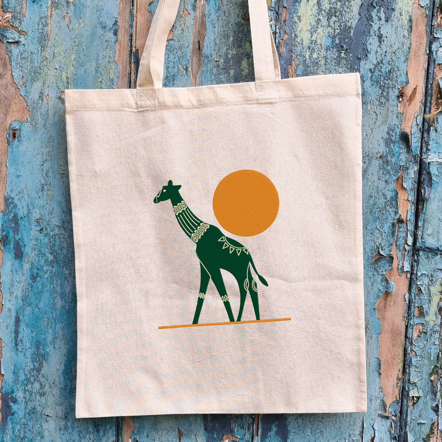 Giraffe Embroidered Tote Bag