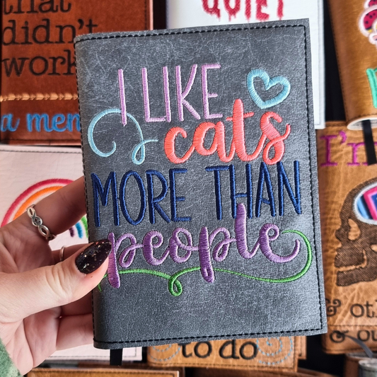 I Like Cats More Than People A6 Embroidered Notebook