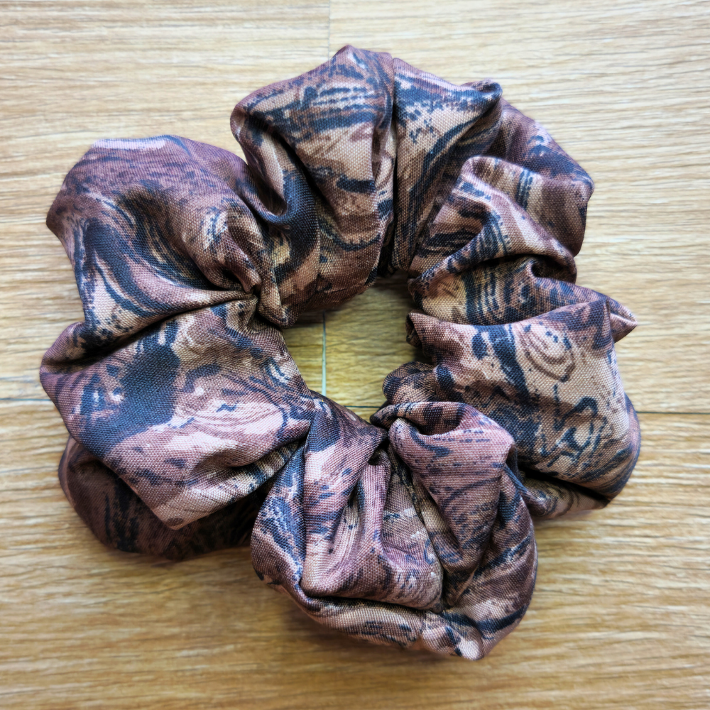 Chocolate 'Swirl Surge' Super Soft Crepe Scrunchie | Hair Tie