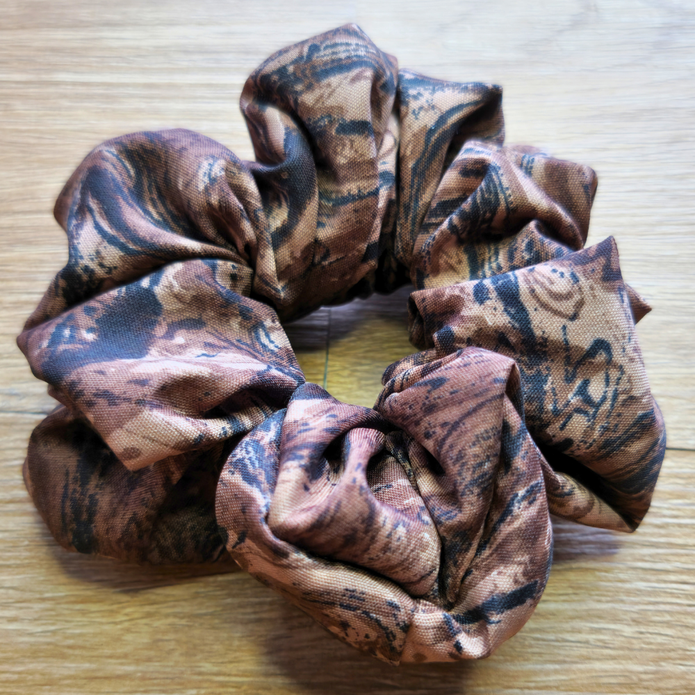 Chocolate 'Swirl Surge' Super Soft Crepe Scrunchie | Hair Tie