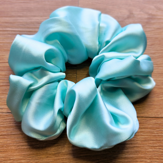 Aqua Super Soft Satin Scrunchie | Hair Tie