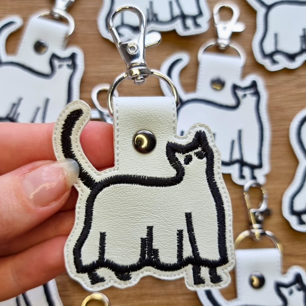 Ghost Cat | Embroidered Keychain