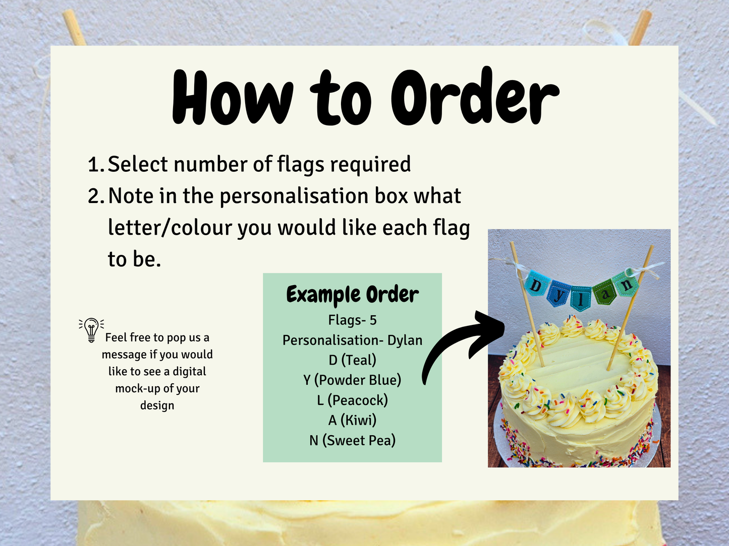 Mini Personalised Bunting | Cake Topper