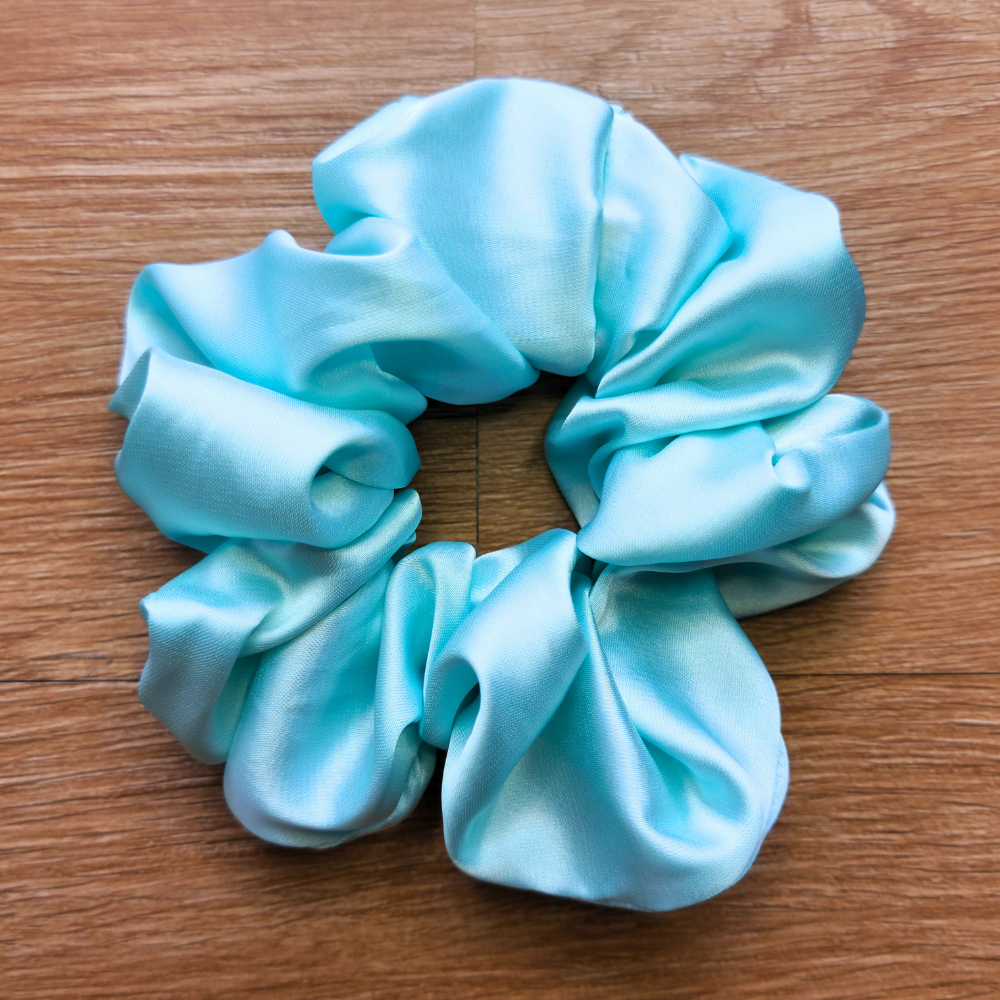 Aqua Super Soft Satin Scrunchie | Hair Tie