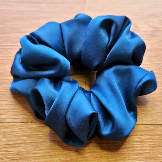 Deep Teal Super Soft Satin Scrunchie | Hair Tie