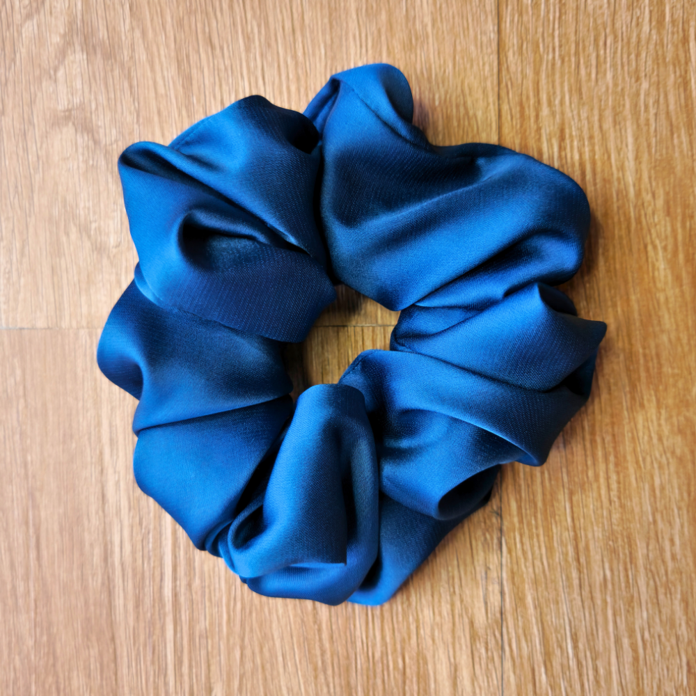 Deep Teal Super Soft Satin Scrunchie | Hair Tie