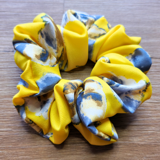 Lemon Floral Super Soft Crepe Scrunchie | Hair Tie