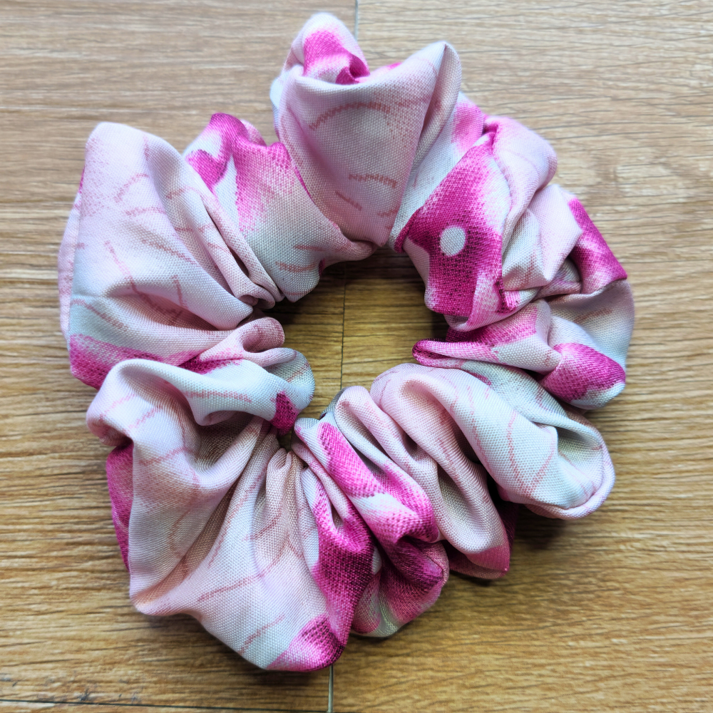 Fuchsia Botanical Hue Super Soft Crepe Scrunchie | Hair Tie