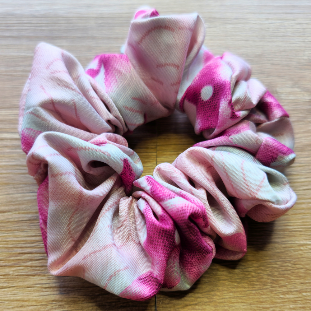 Fuchsia Botanical Hue Super Soft Crepe Scrunchie | Hair Tie