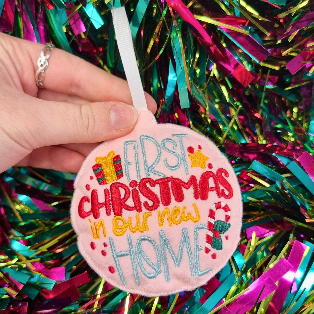 First Christmas In Our New Home | Felt Bauble Christmas Decoration | Custom Felt Colour