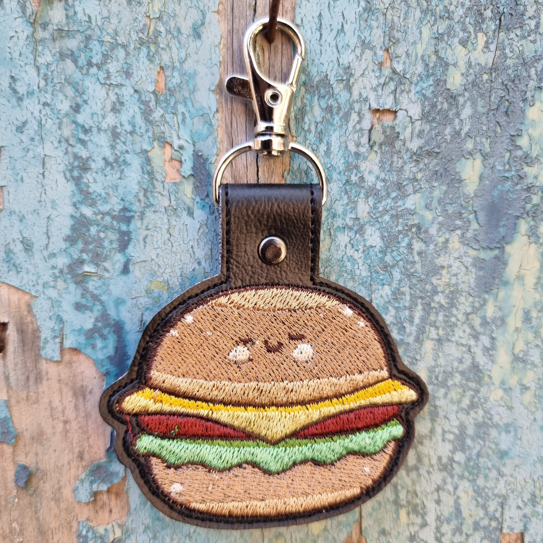 Kawaii Burger | Embroidered Keychain