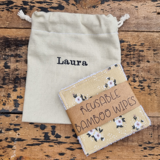 Tan Florals Reusable Bamboo Wipes