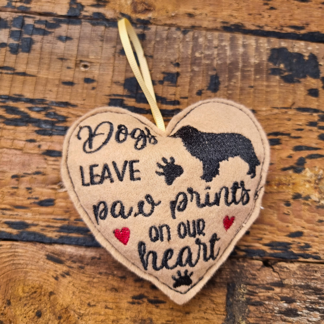 Dogs Leave Paw Prints On Our Hearts | Felt Heart Decoration