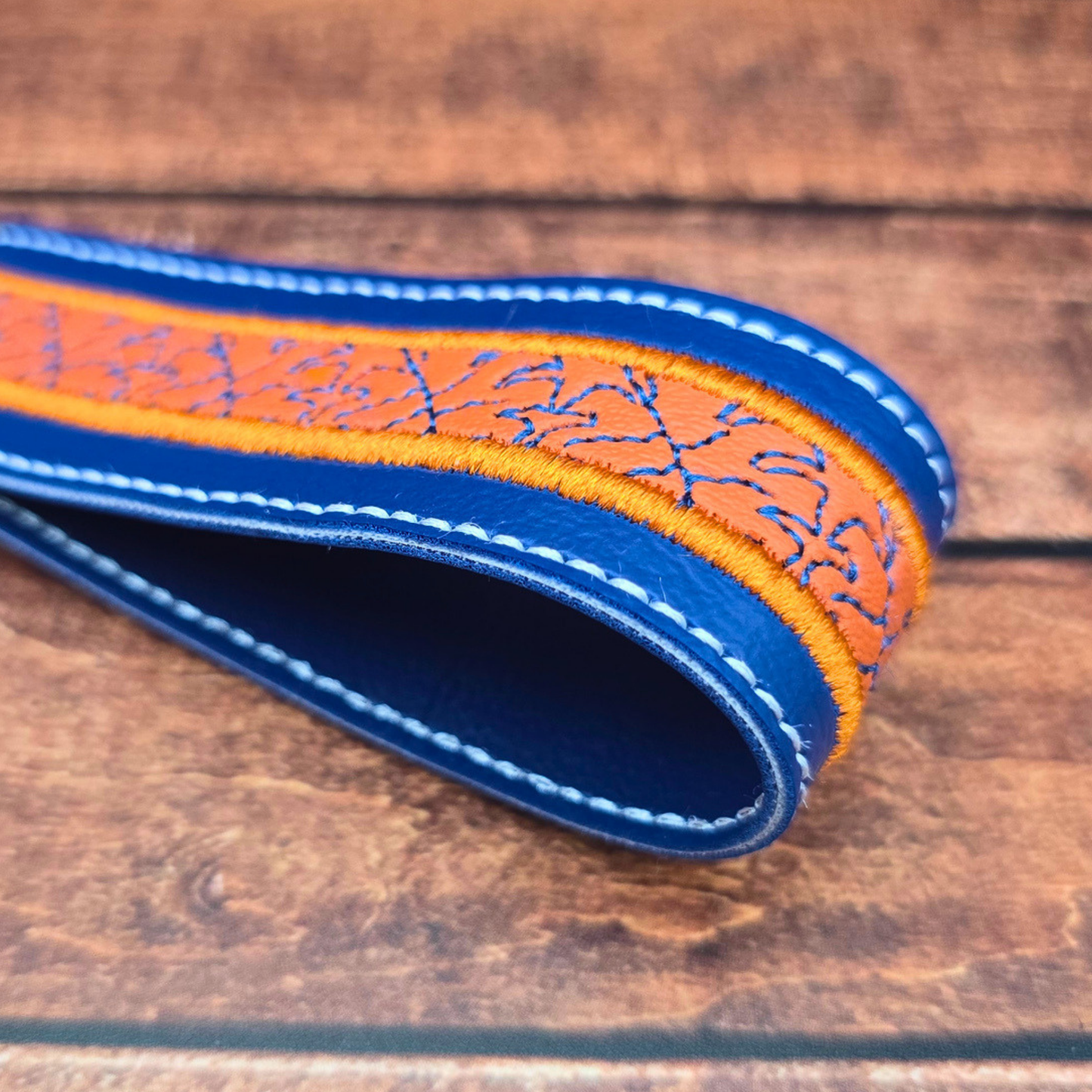Blue and Orange | Embroidered Wristlet Keychain