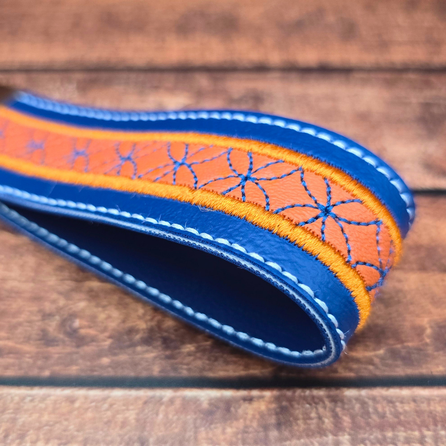 Blue and Orange | Embroidered Wristlet Keychain