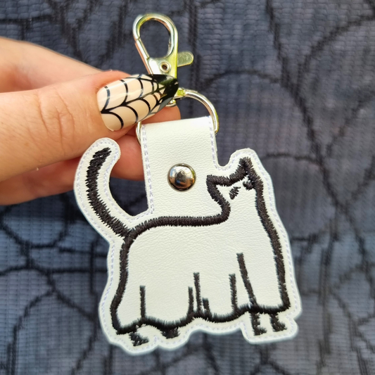 Ghost Cat | Embroidered Keychain